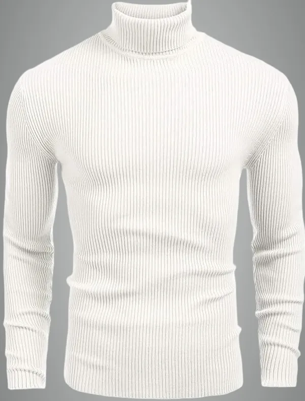 White_Cotton_Blend_Regular_Casual_Sweater_For_Men
