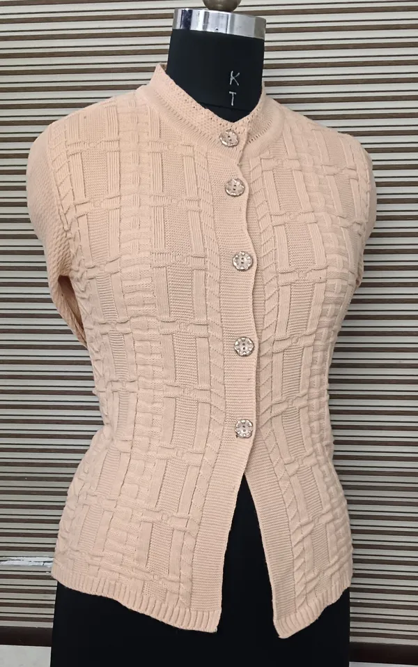 Beige_Cotton_Blend_Regular_Casual_Sweater_For_Women