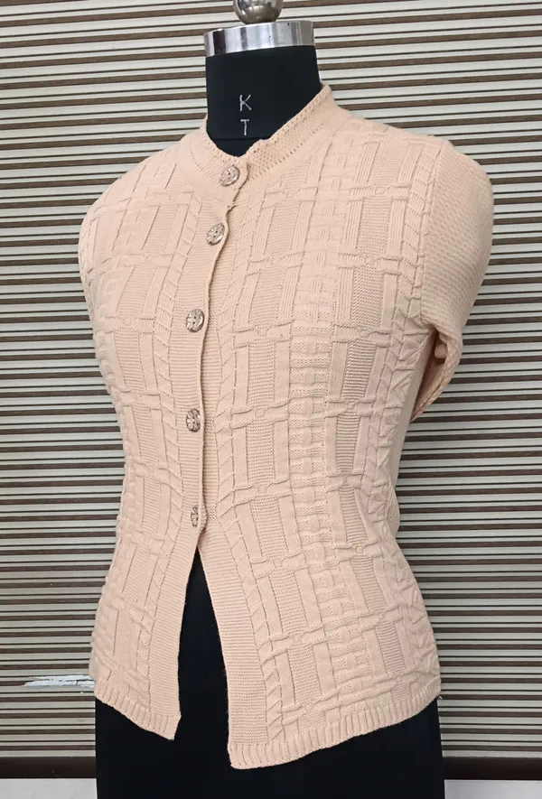 Beige_Cotton_Blend_Regular_Casual_Sweater_For_Women