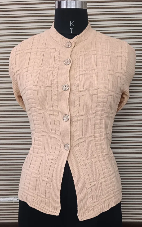 Beige_Cotton_Blend_Regular_Casual_Sweater_For_Women