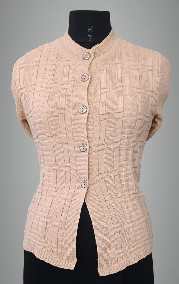 Beige_Cotton_Blend_Regular_Casual_Sweater_For_Women