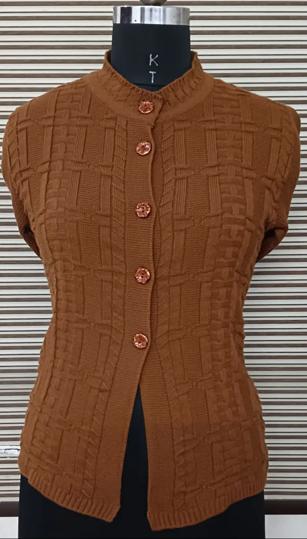 Brown_Cotton_Blend_Regular_Casual_Sweater_For_Women