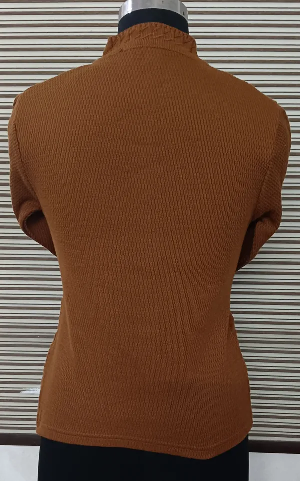Brown_Cotton_Blend_Regular_Casual_Sweater_For_Women
