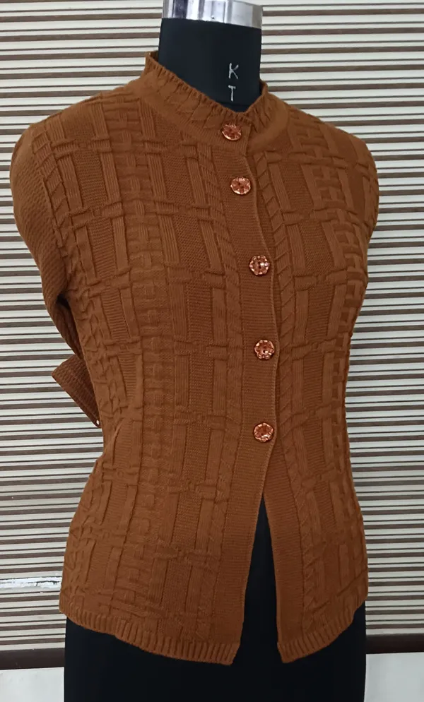 Brown_Cotton_Blend_Regular_Casual_Sweater_For_Women