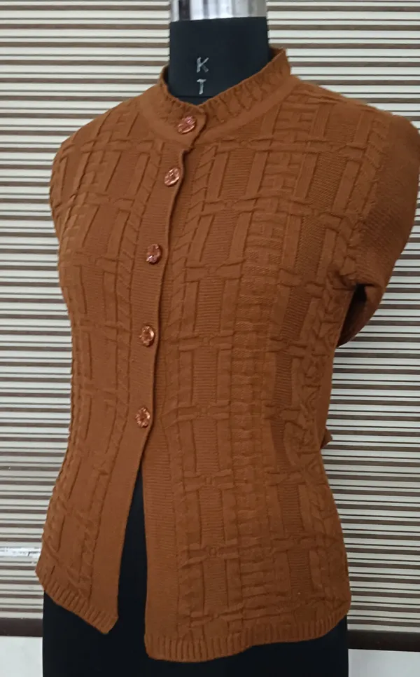 Brown_Cotton_Blend_Regular_Casual_Sweater_For_Women