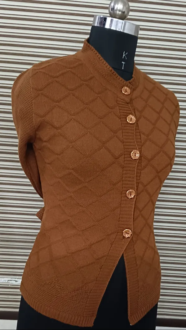 Brown_Cotton_Blend_Regular_Casual_Sweater_For_Women