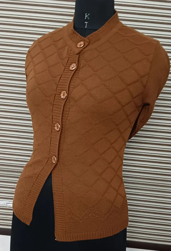 Brown_Cotton_Blend_Regular_Casual_Sweater_For_Women