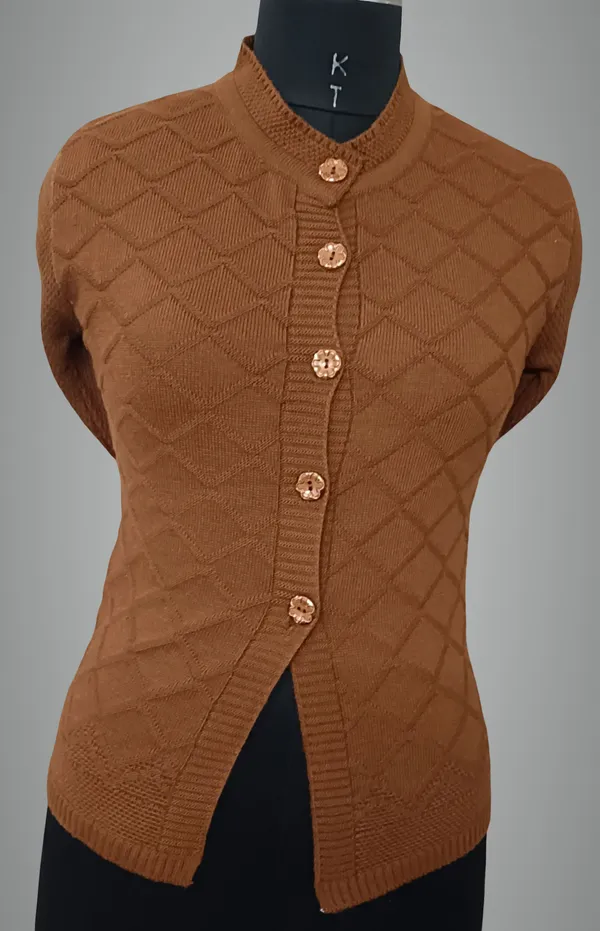 Brown_Cotton_Blend_Regular_Casual_Sweater_For_Women