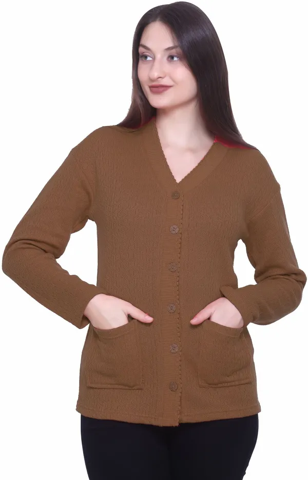 Brown_Cotton_Blend_Regular_Casual_Sweater_For_Women