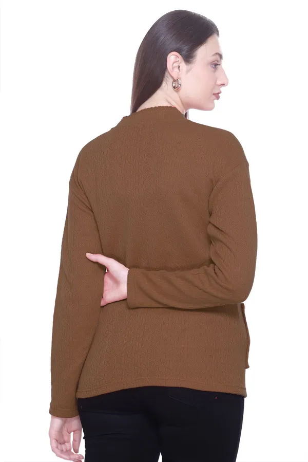 Brown_Cotton_Blend_Regular_Casual_Sweater_For_Women