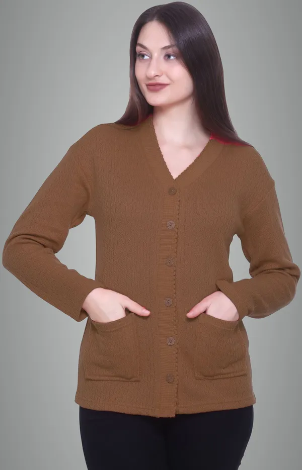 Brown_Cotton_Blend_Regular_Casual_Sweater_For_Women