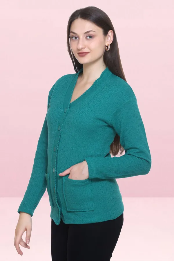 Green_Wool_Blend_Regular_Casual_Sweater_For_Women