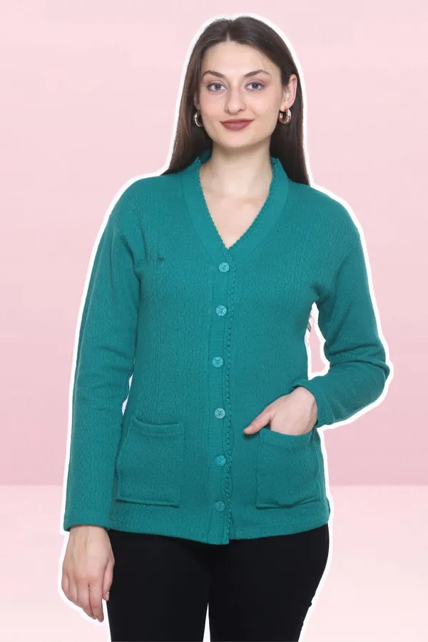 Green_Wool_Blend_Regular_Casual_Sweater_For_Women