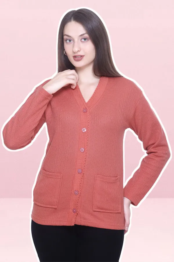 Pink_Wool_Blend_Regular_Casual_Sweater_For_Women