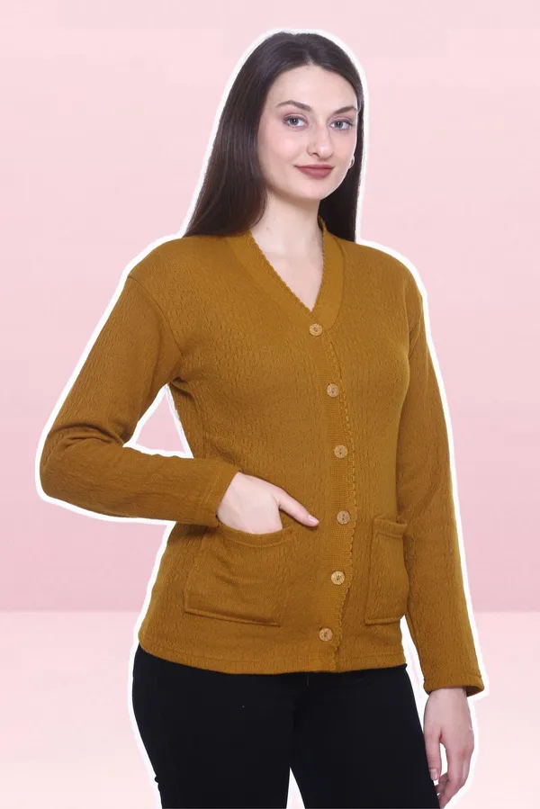Gold_Wool_Blend_Regular_Casual_Sweater_For_Women