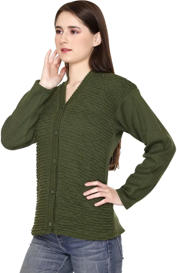 Dark_Green_Acrylic_Blend_Regular_Casual_Sweater_For_Women