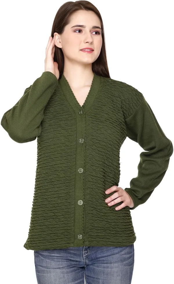 Dark_Green_Acrylic_Blend_Regular_Casual_Sweater_For_Women