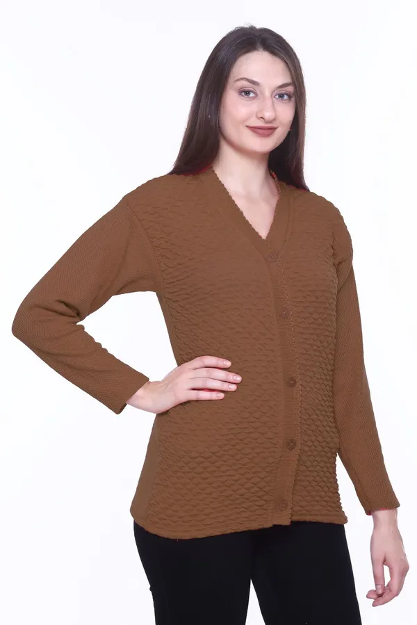 Brown_Cotton_Blend_Regular_Casual_Sweater_For_Women