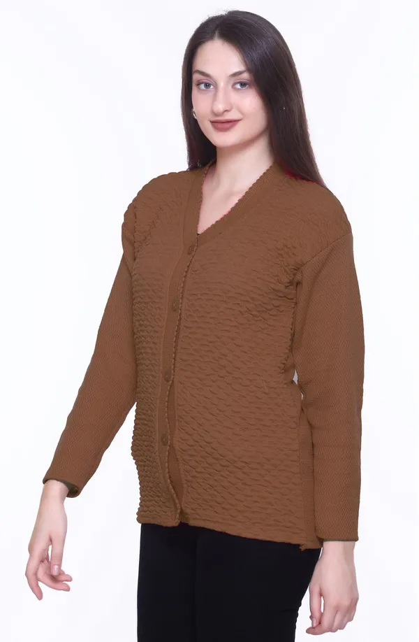 Brown_Cotton_Blend_Regular_Casual_Sweater_For_Women