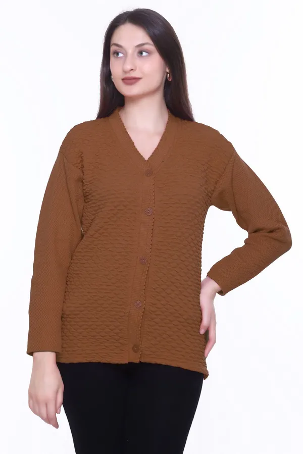 Brown_Cotton_Blend_Regular_Casual_Sweater_For_Women
