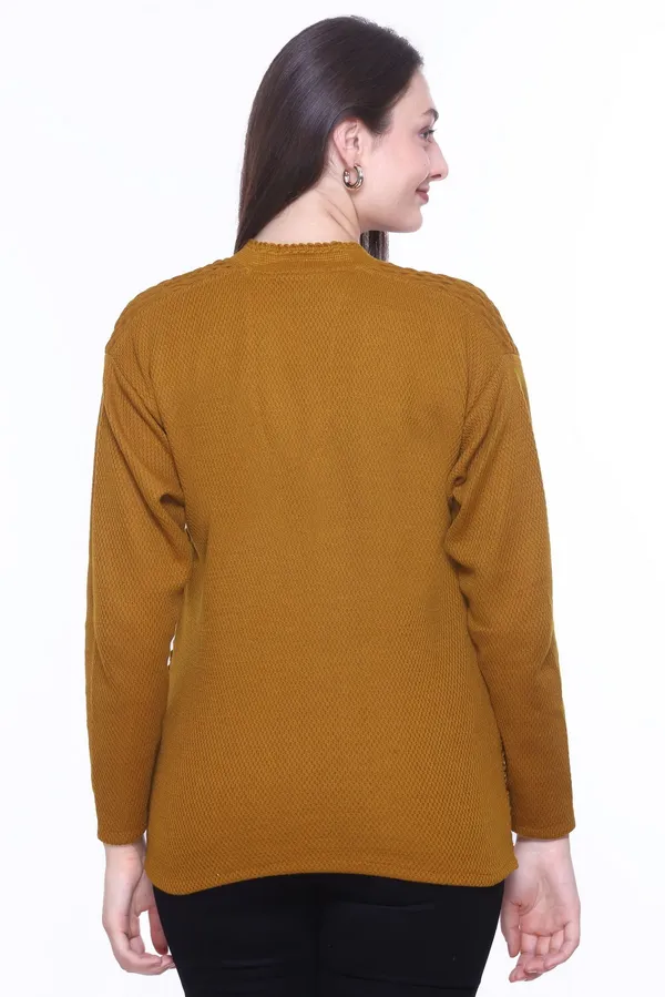 Brown_Cotton_Blend_Regular_Casual_Sweater_For_Women