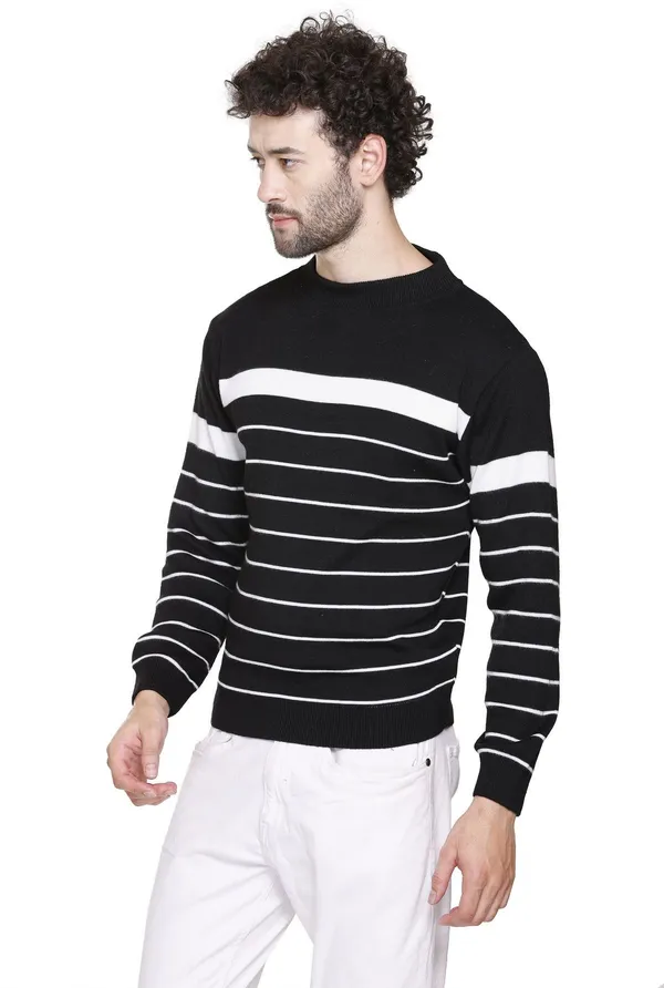 Black_&_White_Wool_Blend_Regular_Casual_Sweater_For_Men