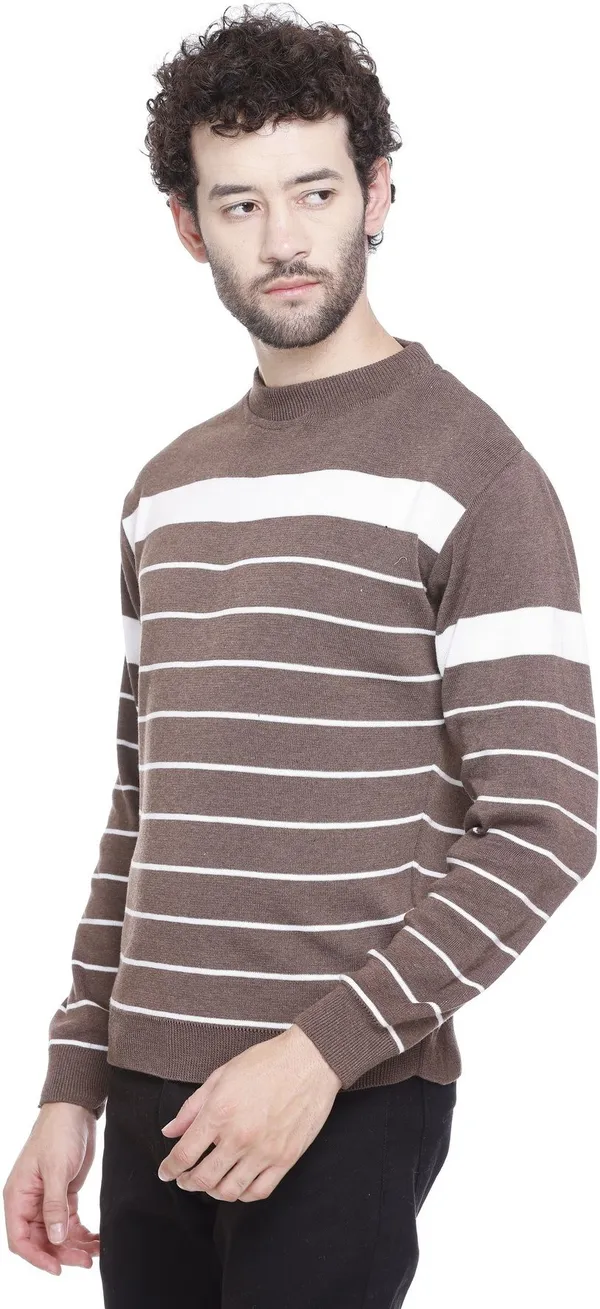 Brown_Wool_Blend_Regular_Casual_Sweater_For_Men