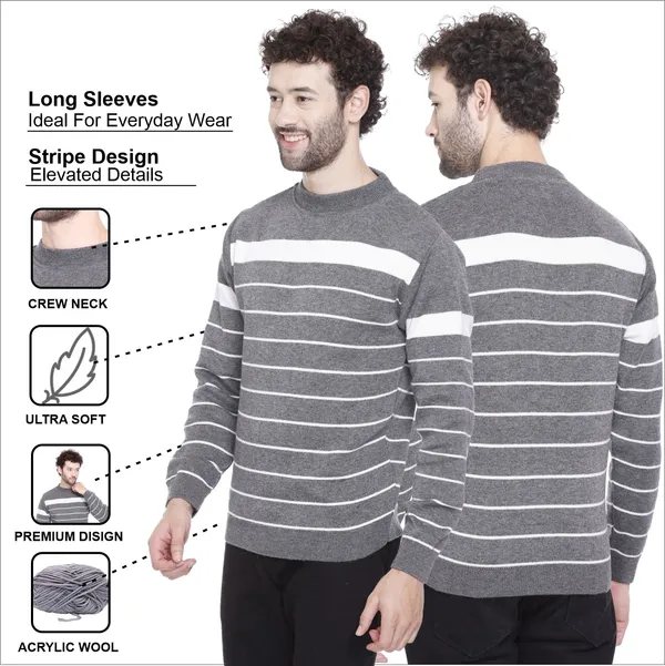 Grey_Wool_Blend_Regular_Casual_Sweater_For_Men