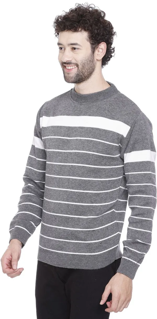 Grey_Wool_Blend_Regular_Casual_Sweater_For_Men