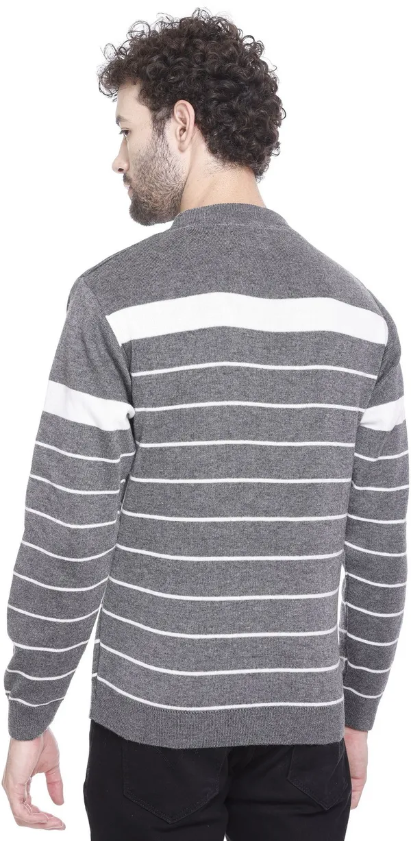 Grey_Wool_Blend_Regular_Casual_Sweater_For_Men