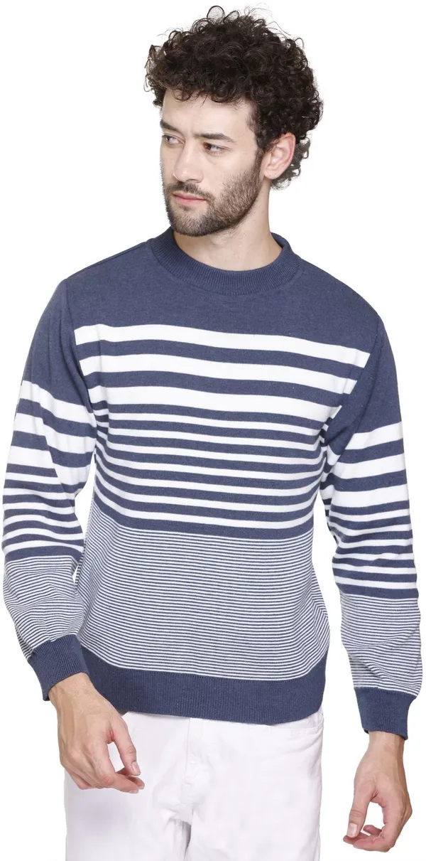 Blue_&_White_Wool_Blend_Regular_Casual_Sweater_For_Men