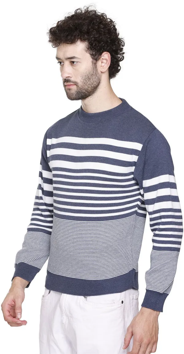 Blue_&_White_Wool_Blend_Regular_Casual_Sweater_For_Men