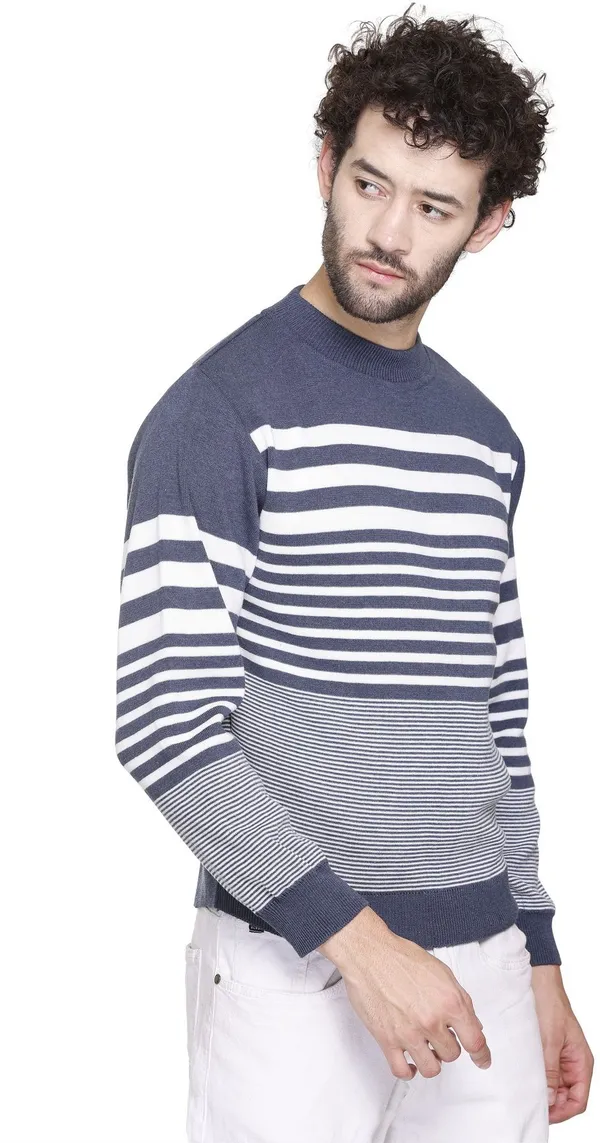 Blue_&_White_Wool_Blend_Regular_Casual_Sweater_For_Men