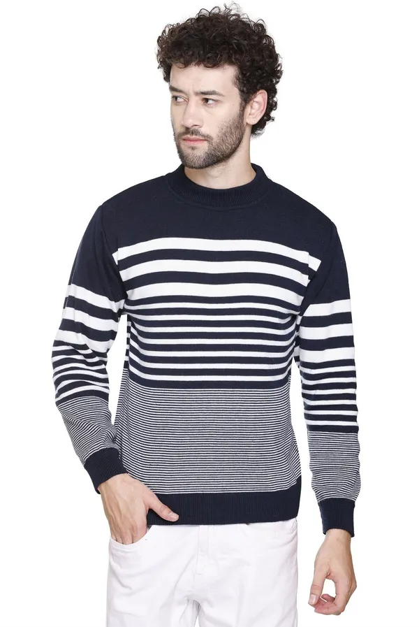 Blue_Wool_Blend_Regular_Casual_Sweater_For_Men