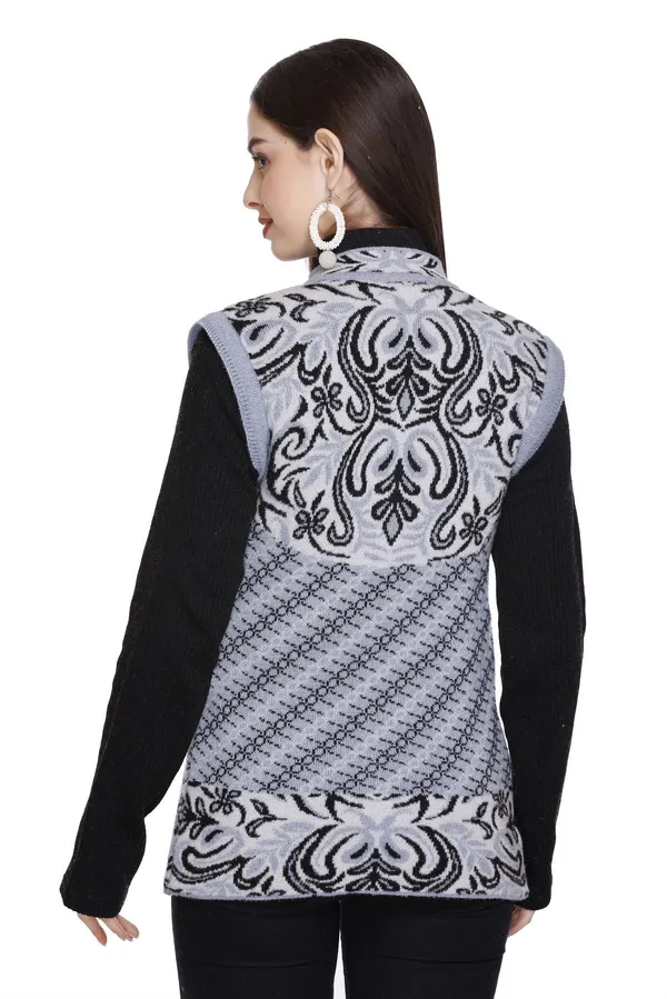 Grey_Wool_Blend_Regular_Casual_Sweater_For_Women
