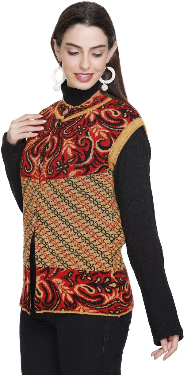 Brown_Wool_Blend_Regular_Casual_Sweater_For_Women