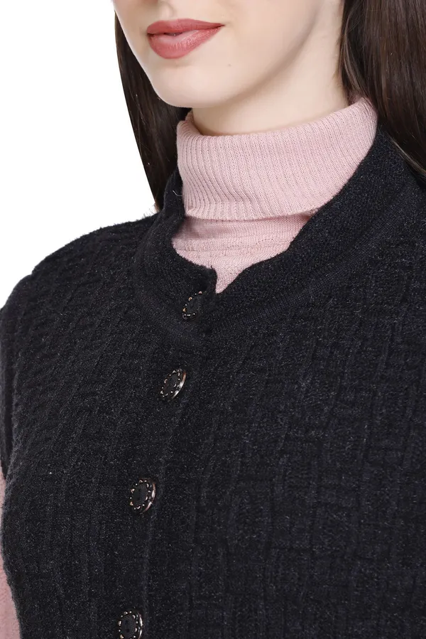 Black_Wool_Blend_Regular_Casual_Sweater_For_Women