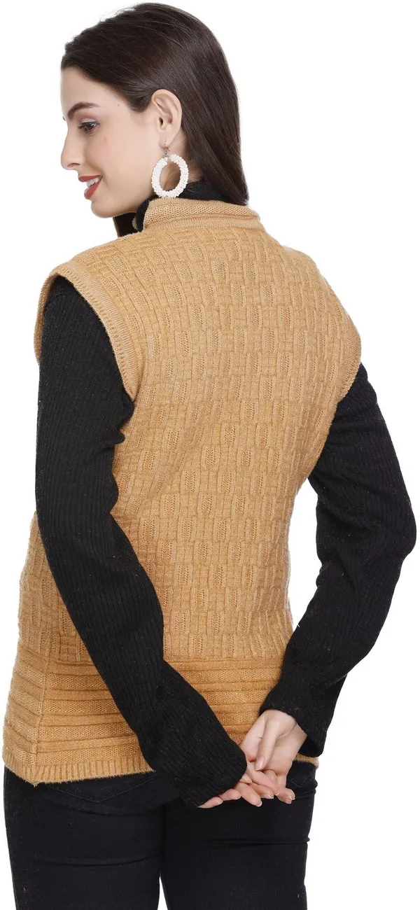 Beige_Wool_Blend_Regular_Casual_Sweater_For_Women
