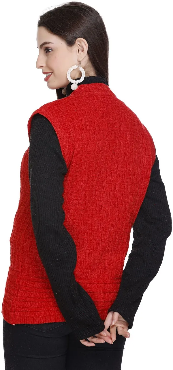 Red_Wool_Blend_Regular_Casual_Sweater_For_Women
