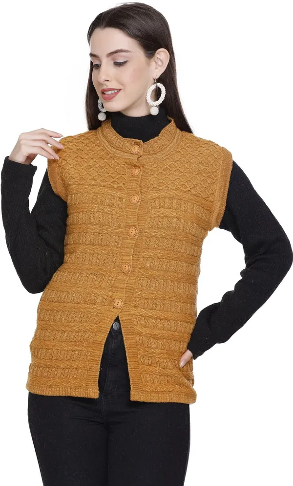 Brown_Wool_Blend_Regular_Casual_Sweater_For_Women