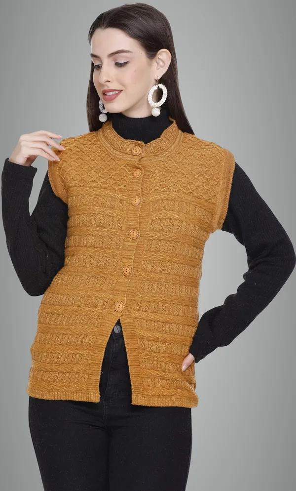 Brown_Wool_Blend_Regular_Casual_Sweater_For_Women