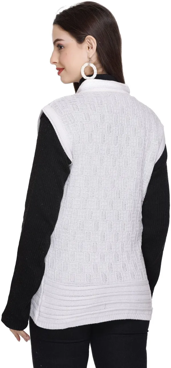 White_Wool_Blend_Regular_Casual_Sweater_For_Women