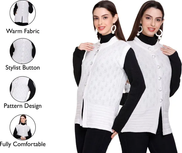 White_Wool_Blend_Regular_Casual_Sweater_For_Women
