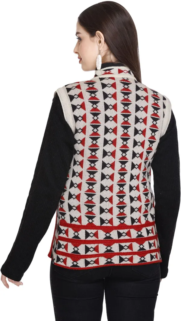 Red_Wool_Blend_Regular_Casual_Sweater_For_Women