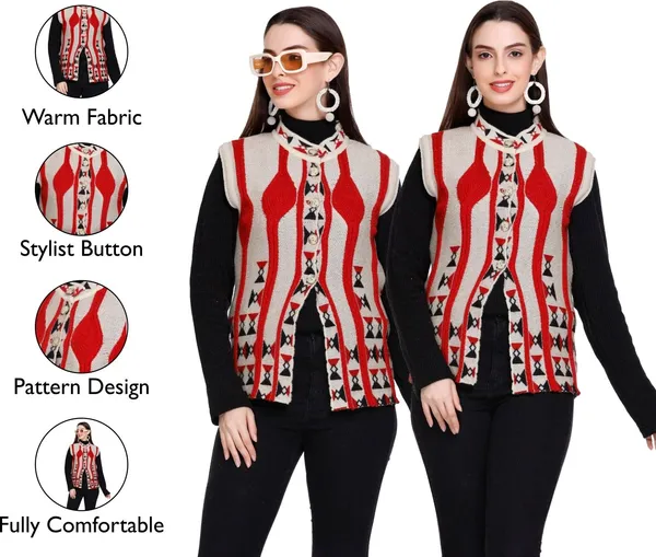 Red_Wool_Blend_Regular_Casual_Sweater_For_Women