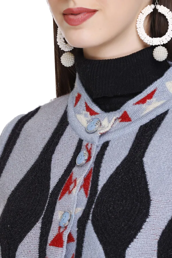 Grey_Wool_Blend_Regular_Casual_Sweater_For_Women