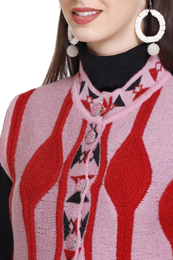 Pink_Wool_Blend_Regular_Casual_Sweater_For_Women
