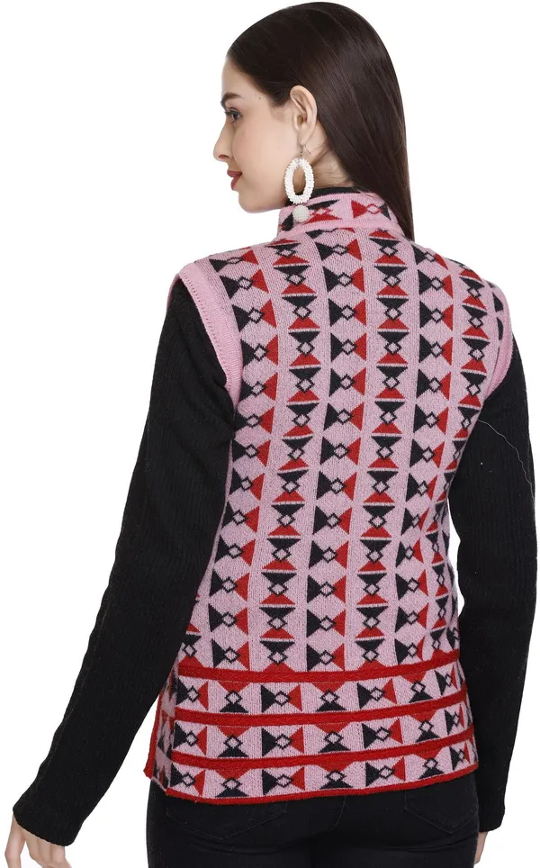 Pink_Wool_Blend_Regular_Casual_Sweater_For_Women