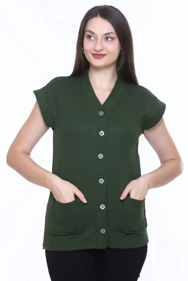 Dark_Green_Cotton_Blend_Regular_Casual_Sweater_For_Women