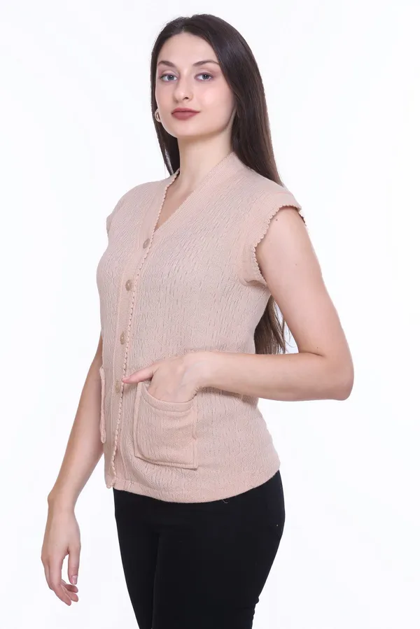 Beige_Cotton_Blend_Regular_Casual_Sweater_For_Women